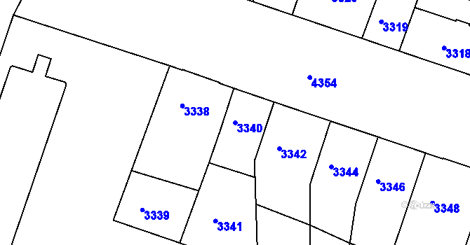 Parcela st. 3340 v KÚ Teplice, Katastrální mapa