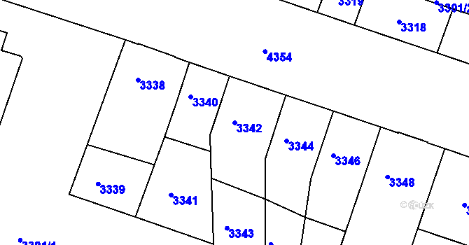 Parcela st. 3342 v KÚ Teplice, Katastrální mapa