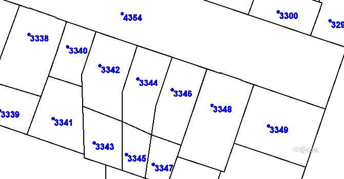 Parcela st. 3346 v KÚ Teplice, Katastrální mapa