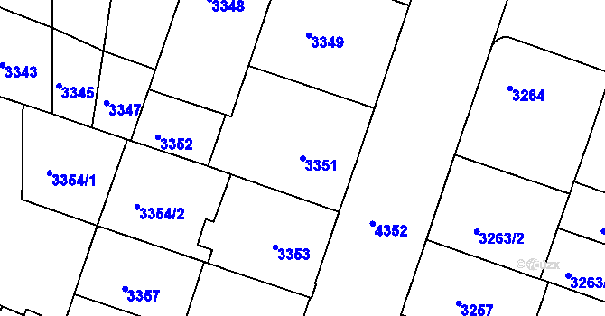 Parcela st. 3351 v KÚ Teplice, Katastrální mapa