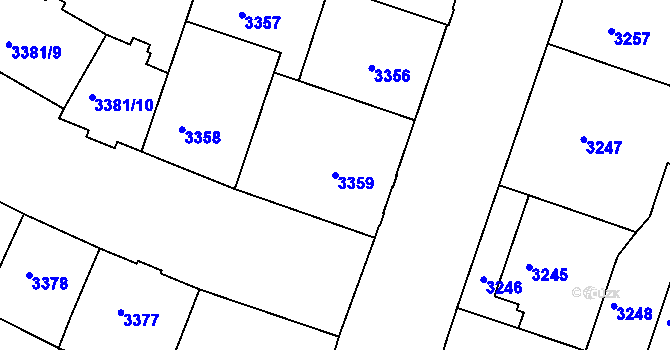 Parcela st. 3359 v KÚ Teplice, Katastrální mapa