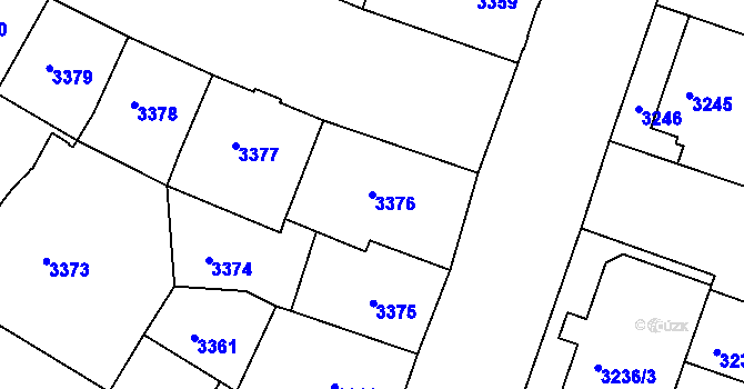 Parcela st. 3376 v KÚ Teplice, Katastrální mapa