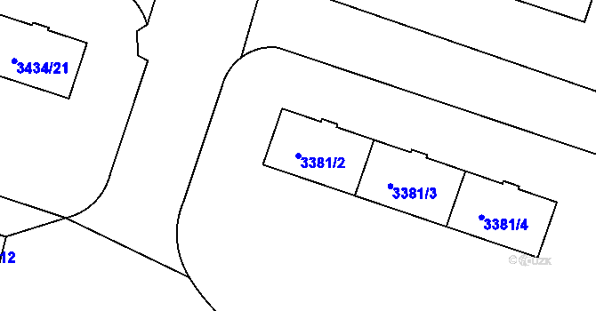 Parcela st. 3381/2 v KÚ Teplice, Katastrální mapa