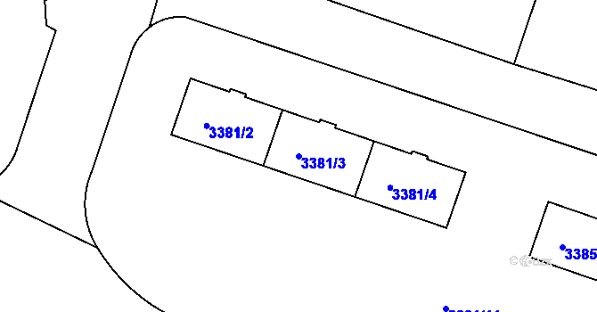 Parcela st. 3381/3 v KÚ Teplice, Katastrální mapa