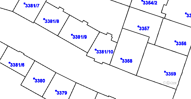 Parcela st. 3381/10 v KÚ Teplice, Katastrální mapa