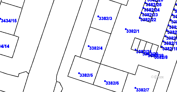 Parcela st. 3382/4 v KÚ Teplice, Katastrální mapa