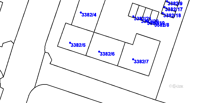 Parcela st. 3382/6 v KÚ Teplice, Katastrální mapa