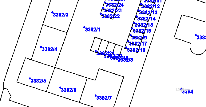 Parcela st. 3382/20 v KÚ Teplice, Katastrální mapa