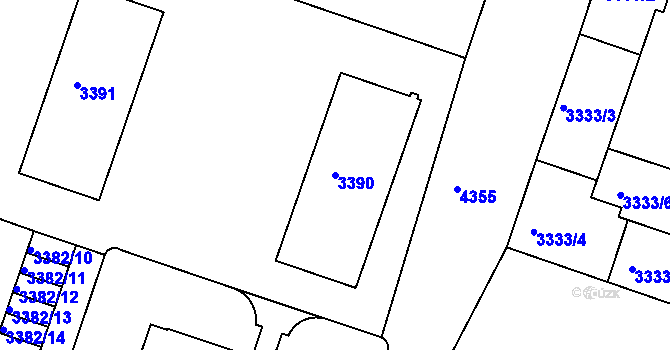 Parcela st. 3390 v KÚ Teplice, Katastrální mapa