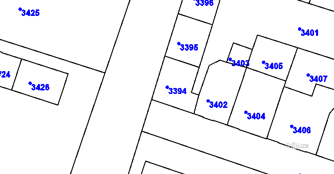 Parcela st. 3394 v KÚ Teplice, Katastrální mapa