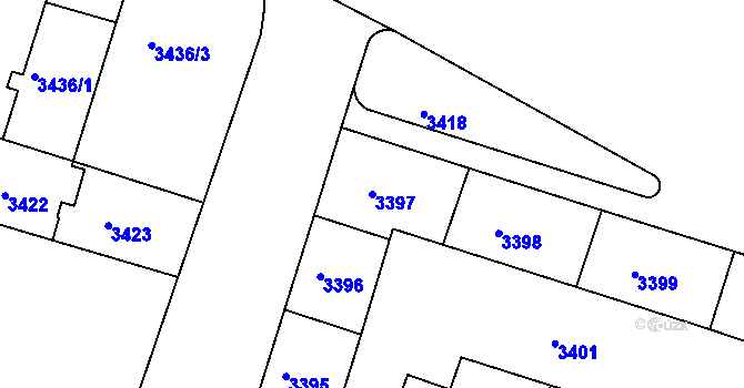 Parcela st. 3397 v KÚ Teplice, Katastrální mapa