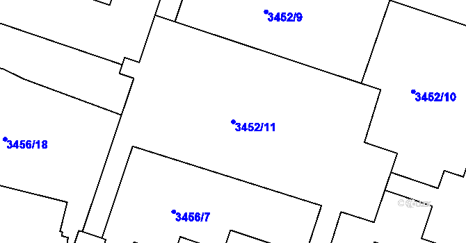 Parcela st. 3452/11 v KÚ Teplice, Katastrální mapa