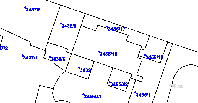 Parcela st. 3455/16 v KÚ Teplice, Katastrální mapa
