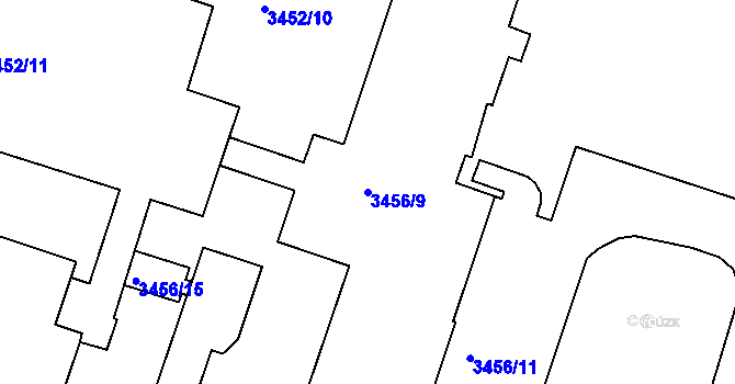 Parcela st. 3456/9 v KÚ Teplice, Katastrální mapa