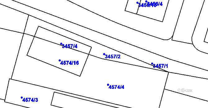 Parcela st. 3457/2 v KÚ Teplice, Katastrální mapa