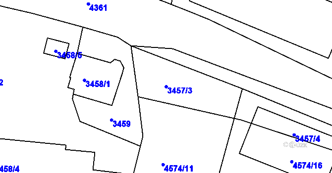Parcela st. 3457/3 v KÚ Teplice, Katastrální mapa