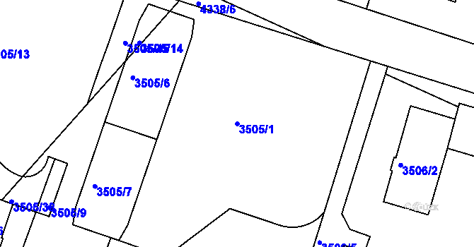 Parcela st. 3505/1 v KÚ Teplice, Katastrální mapa