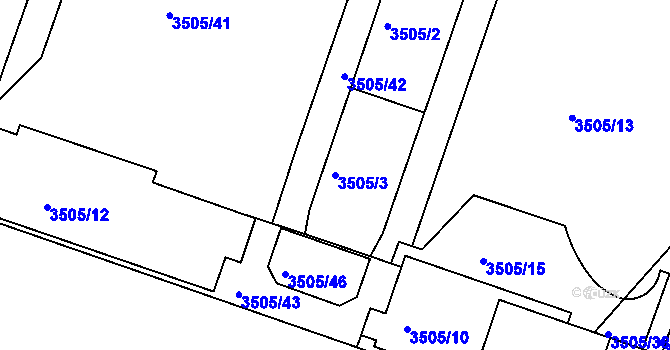 Parcela st. 3505/3 v KÚ Teplice, Katastrální mapa