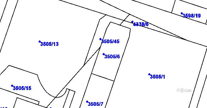 Parcela st. 3505/6 v KÚ Teplice, Katastrální mapa