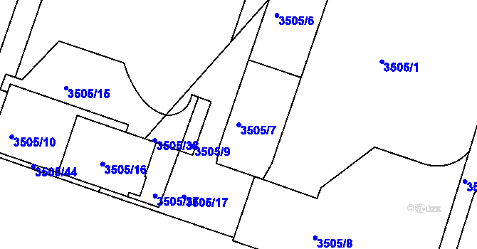 Parcela st. 3505/7 v KÚ Teplice, Katastrální mapa