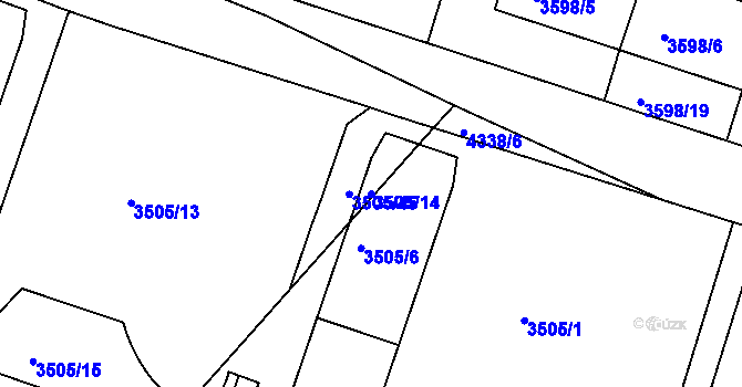Parcela st. 3505/14 v KÚ Teplice, Katastrální mapa