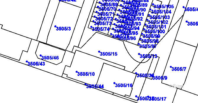 Parcela st. 3505/15 v KÚ Teplice, Katastrální mapa