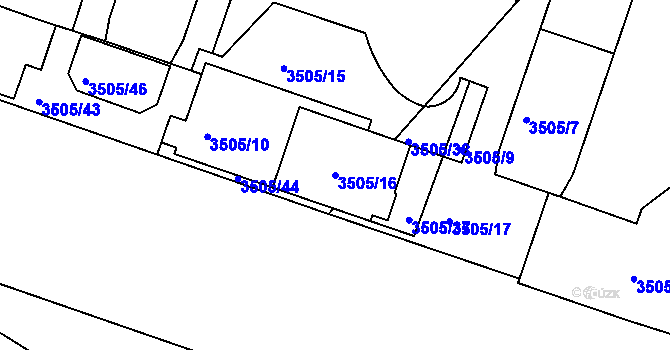 Parcela st. 3505/16 v KÚ Teplice, Katastrální mapa