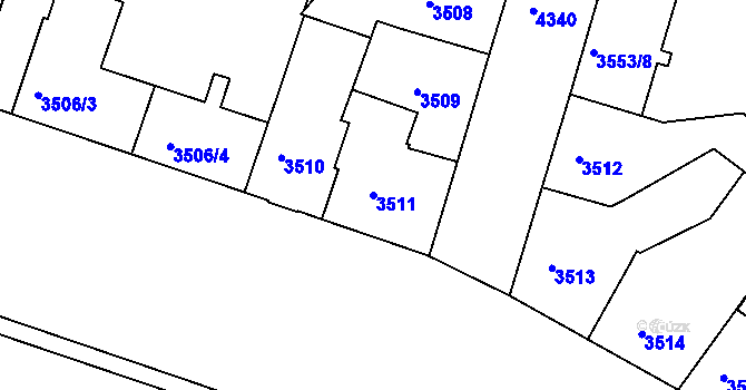 Parcela st. 3511 v KÚ Teplice, Katastrální mapa