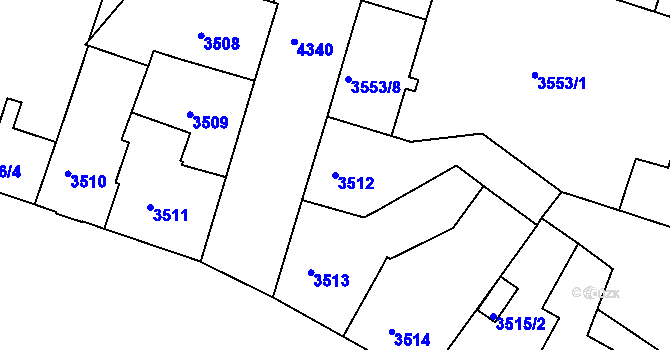 Parcela st. 3512 v KÚ Teplice, Katastrální mapa