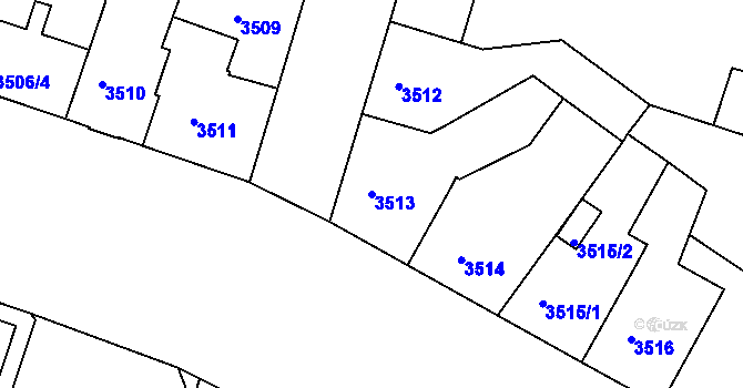 Parcela st. 3513 v KÚ Teplice, Katastrální mapa