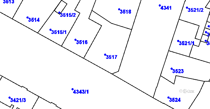 Parcela st. 3517 v KÚ Teplice, Katastrální mapa
