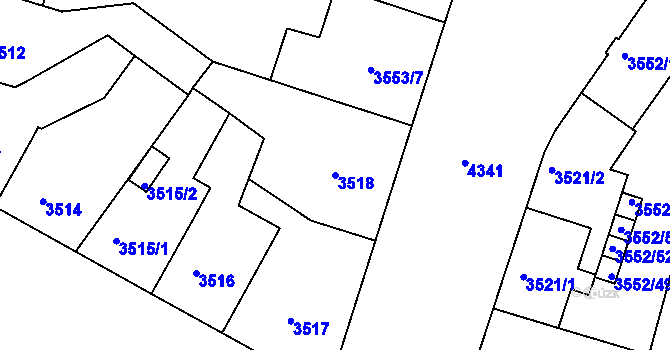 Parcela st. 3518 v KÚ Teplice, Katastrální mapa