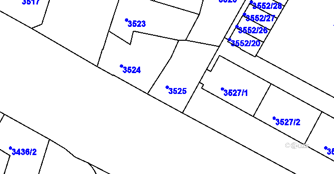 Parcela st. 3525 v KÚ Teplice, Katastrální mapa