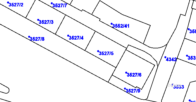 Parcela st. 3527/5 v KÚ Teplice, Katastrální mapa