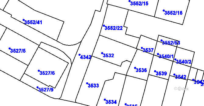 Parcela st. 3532 v KÚ Teplice, Katastrální mapa