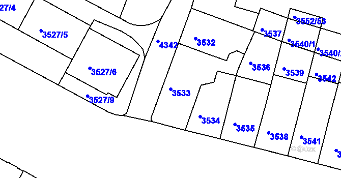 Parcela st. 3533 v KÚ Teplice, Katastrální mapa
