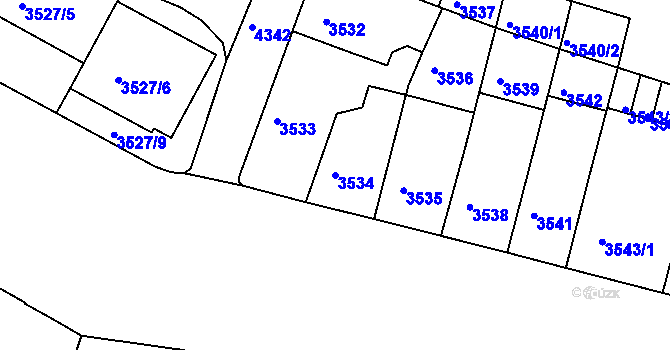 Parcela st. 3534 v KÚ Teplice, Katastrální mapa