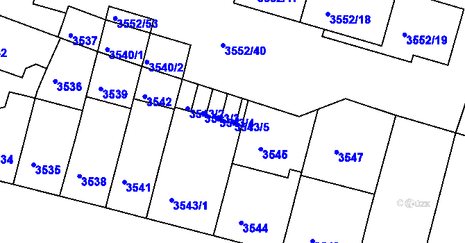 Parcela st. 3543/5 v KÚ Teplice, Katastrální mapa