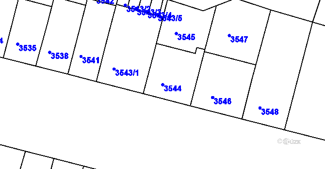 Parcela st. 3544 v KÚ Teplice, Katastrální mapa
