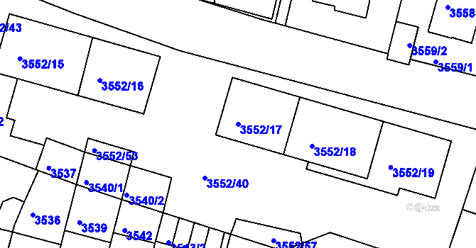 Parcela st. 3552/17 v KÚ Teplice, Katastrální mapa
