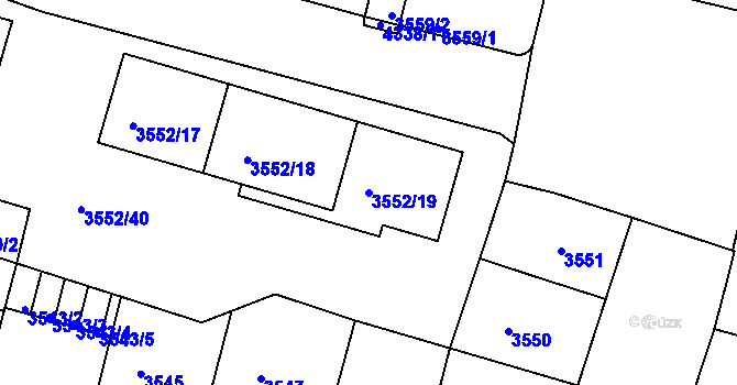 Parcela st. 3552/19 v KÚ Teplice, Katastrální mapa