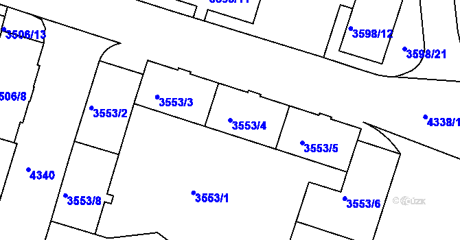 Parcela st. 3553/4 v KÚ Teplice, Katastrální mapa