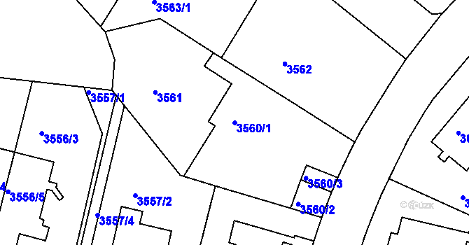 Parcela st. 3560/1 v KÚ Teplice, Katastrální mapa