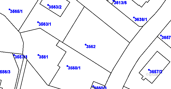 Parcela st. 3562 v KÚ Teplice, Katastrální mapa