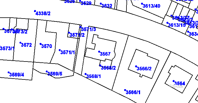 Parcela st. 3567 v KÚ Teplice, Katastrální mapa