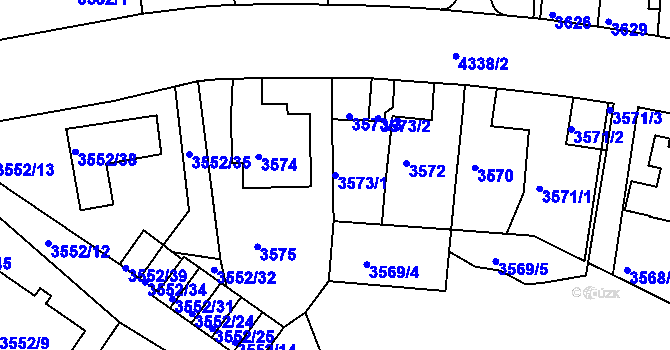 Parcela st. 3573/1 v KÚ Teplice, Katastrální mapa