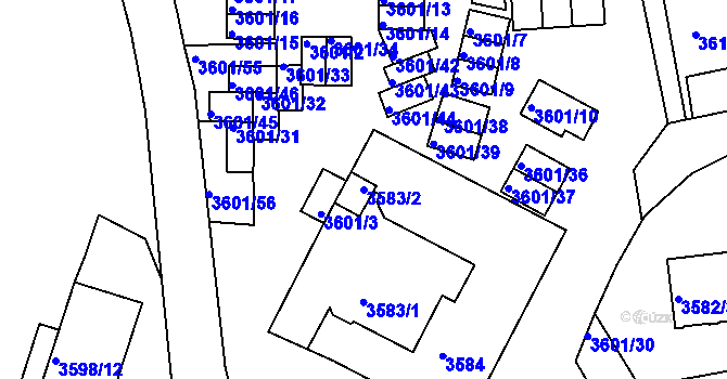 Parcela st. 3583/2 v KÚ Teplice, Katastrální mapa