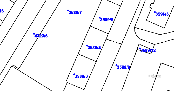 Parcela st. 3589/4 v KÚ Teplice, Katastrální mapa