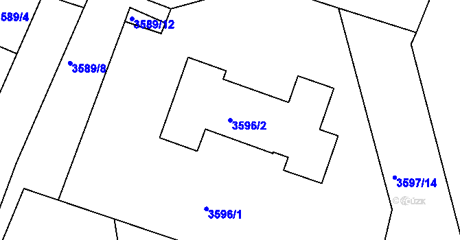 Parcela st. 3596/2 v KÚ Teplice, Katastrální mapa