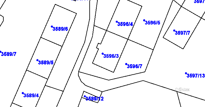 Parcela st. 3596/3 v KÚ Teplice, Katastrální mapa